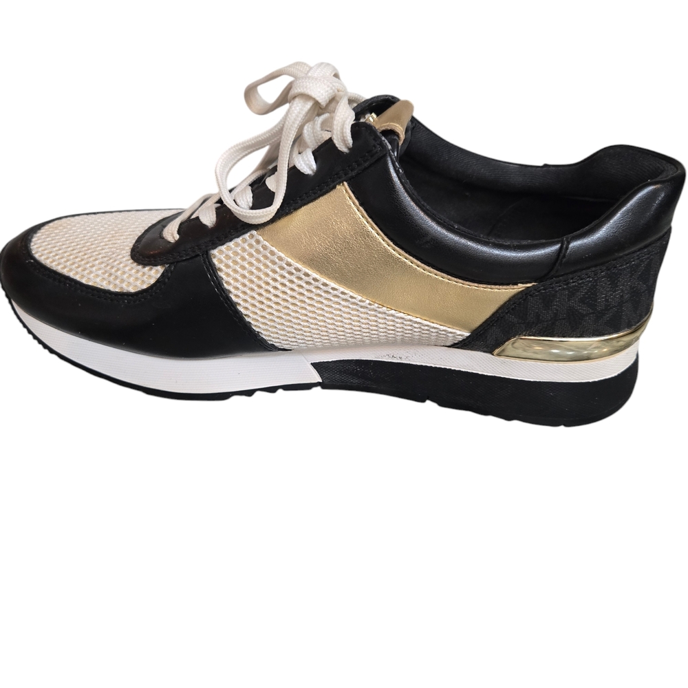 Women's Black and Gold Sneakers Michael Kors